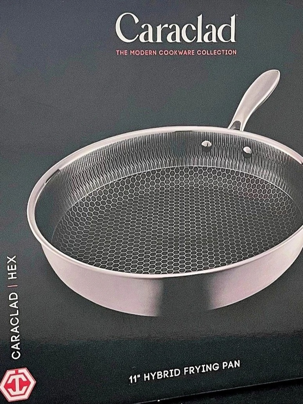 Caraclad Hex 11-Inch Hybrid Frying Pan in Black & Silver NWT